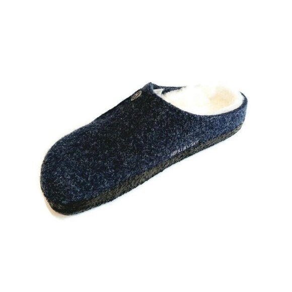 Birkenstock Zermatt Shearling Lined Slide Slippers Kids Size L1 EU32 Dark Blue - Picture 4 of 9
